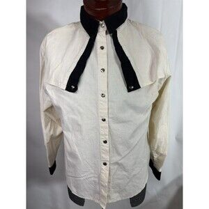 Vintage Rough Rider Shirt Womens XL Cream Black Cut Out Aztec Southwest USA Made